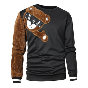 Felpa essenziale da <span class=keywords><strong>uomo</strong></span> con motivo orso Design alla moda girocollo maniche lunghe Casual e ampia vestibilità logo personalizzabile - Product Image 6