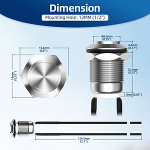 <span class=keywords><strong>12v</strong></span> כפתור הדחיפה רגעית 12 מתג כסף בדרך כלל פתוח (על) 2 פינים מתכת עמיד למים מתג pushכפתור עבור מכונית - Product Image 2
