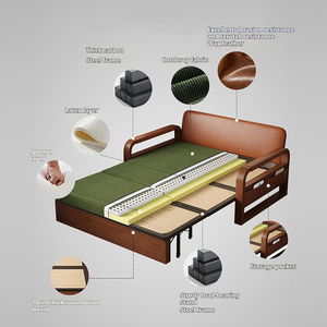 Canapé-lit en tissu de luxe pliable avec coussin en mousse confortable, meubles pour la maison - Product Image 2