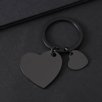 Porte-clés en acier inoxydable Ywyougang personnalisable avec double cœur, breloque vierge pour cadeau personnalisé et bricolage