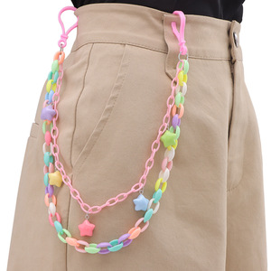 โซ่คล้องกางเกงอะคริลิคสีสันสดใส โซ่คาดเอวสองชั้นสีลูกกวาด สำหรับผู้หญิง ใช้ได้ทุกวัน เป็นเครื่องประดับ - Product Image 2