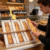 Emballage personnalisé pour sandwichs, baguettes françaises, biscuits, beignets, sacs en papier alimentaire pour pâtisserie, boulangerie, avec fenêtre transparente