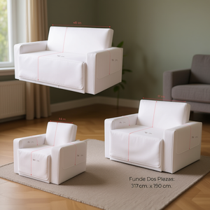 Housse de canapé futon Frank Tek 3 pièces 175x170 cm, protection textile élastique double face - Product Image 2