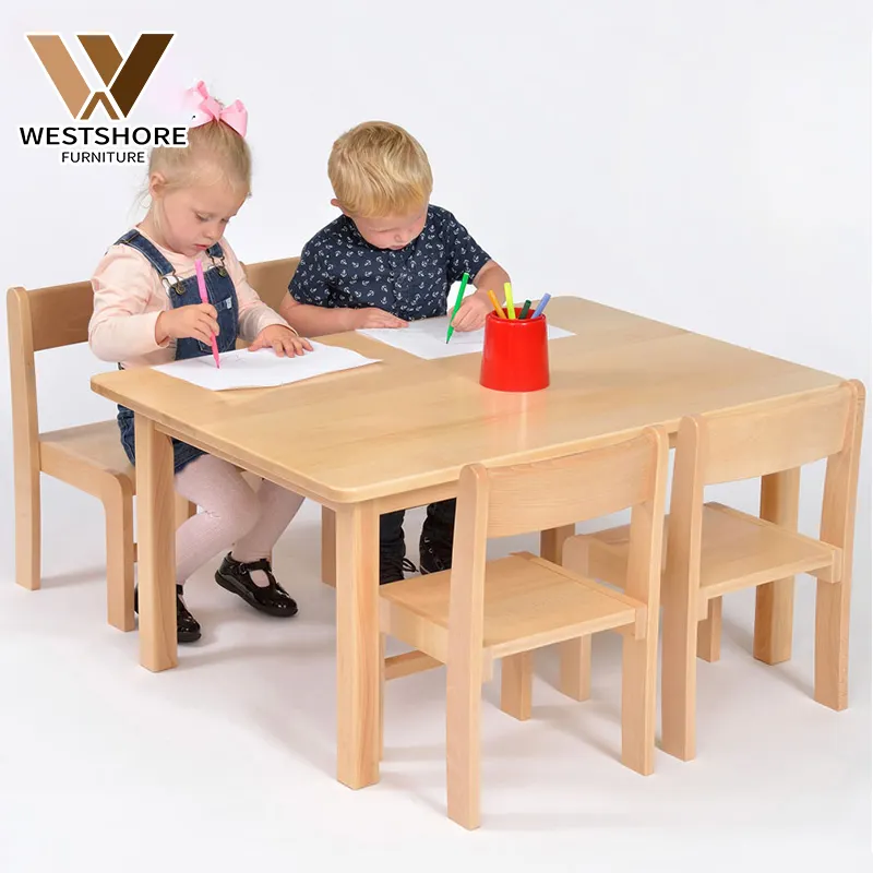 मोंटेसरी पूर्वस्कूली बालवाड़ी लकड़ी डेकेयर नर्सरी फर्नीचर शिशु के लिए मेज कुर्सी सेट कक्षा फर्नीचर डिजाइन