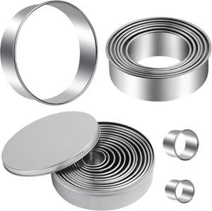 11/12 Pieces Circle Pastry Round Bistcuit <b>Cookie</b> <b>Cutters</b> Set Donut Ring Molds for Baking Pastries Doughs Doughnuts - Product Image 1