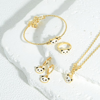 Ensemble de bijoux pour enfants en alliage de cuivre 4 pièces, design animal en émail panda girafe éléphant, ensemble de bijoux mignon pour filles