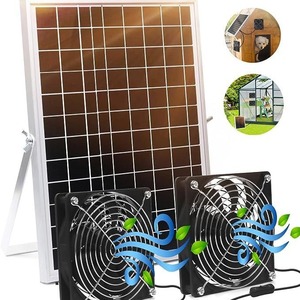 Solar <b>Fan</b> 15W Monocrystalline Glass Panel Outdoor RV Camping Pet Chicken Coop Ventilation - Product Image 1