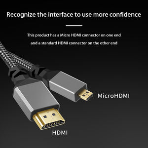 Câble Justlink Micro USB vers HDMI 0,3m-5m <span class=keywords><strong>4K</strong></span> 60Hz 3D en nylon mâle-mâle avec connecteurs plaqués or pour iPhone, MacBook, <span class=keywords><strong>Samsung</strong></span>, PVC - Product Image 3