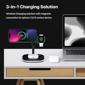Hot 5 in 1 Magnetic Wireless Charger Stand 15W Fast Charging With Night Light Desktop Station for Phone Watch Earphone Wholesale - Product Image 6