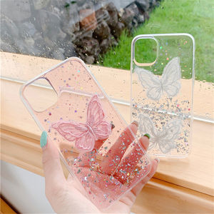 Étui papillon en dentelle pour <span class=keywords><strong>iPhone</strong></span> 16 15 14 13 12 <span class=keywords><strong>11</strong></span> Pro Max Mini XR XS Max Fashion Pink Glitter Back Cover Conque - Product Image 6