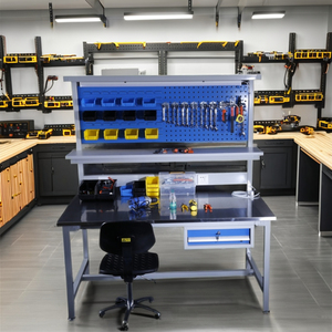 Bàn làm việc sửa chữa máy tính bằng thép không gỉ có thể điều chỉnh, bán chạy năm 2025, có ngăn kéo nhiều tầng và ổ cắm, dùng cho xưởng sửa chữa và cửa hàng sửa chữa - Product Image 5