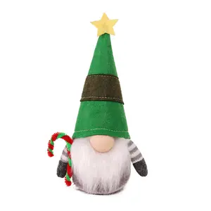 Kerst Santa Pluche Buffalo Plaid Kabouter Met Gebreide Muts Zweeds Tomte Pop Gonk Kabouter Voor Xmas Party Dec Home Tafel Ornament