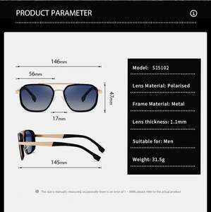 Lunettes de soleil polarisées carrées pour hommes, tendance 2025, avec logo personnalisé, protection UV400 anti-éblouissement, en métal, pour la pêche et la conduite - Product Image 5