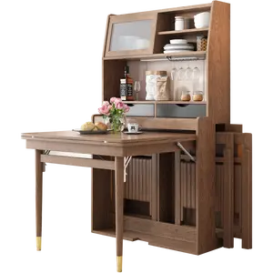 现代餐厅家具套装台面折叠加长柜可折叠餐桌可调埃斯蒂施木制