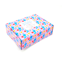 Boîte d'expédition à verrouillage automatique avec impression intégrale à pois colorés, boîte à colis personnalisée avec logo pour kits d'abonnement mensuel et boîtes mystères