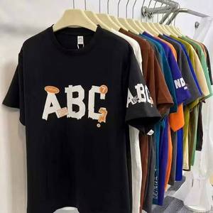 T-shirt pour homme personnalisé en gros, de haute qualité, en coton lourd 100%, style streetwear Y2K, imprimé avec des lettres graphiques - Product Image 1