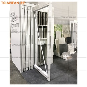 Hiện Đại Đẩy Ra Đứng Sàn Gỗ Giá Mẫu Xoay Racks Trượt Sàn Gỗ Hiển Thị Đứng Giá Gạch Showroom - Product Image 2
