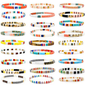 Fait à la main <span class=keywords><strong>Original</strong></span> Miyuki Tila perles mode bijoux accessoire arc-en-ciel extensible émail tuile perles de rocaille bracelets pour enfants - Product Image 4
