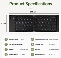 Kablosuz Katlanabilir Klavye Mini Taşınabilir Ultra İnce Katlanabilir Klavye Dizüstü Bilgisayar Tablet Akıllı Telefon Cep Telefonu Ofis İçin