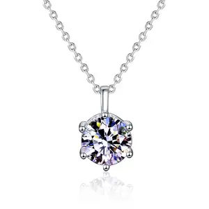 100% 925 in argento Sterling taglio rotondo Moissanite 1/2CT diamanti gemma matrimonio romantico pendente collana di alta gioielleria