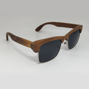 Lunettes de soleil en bois personnalisables, portables, demi-cerclées, monture en noyer, verres carrés, cadeaux de fête - Product Image 5