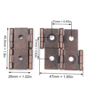 Charnière de meuble carrée pliante à double axe 47 mm x 21 mm, style antique, montage en surface, en fer - Product Image 1