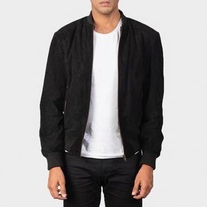 Blouson bomber noir pour homme, fermeture à boutons, style décontracté, coupe classique, couleur unie, automne - Product Image 4