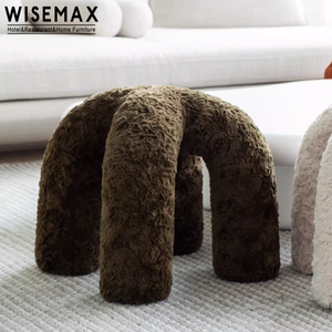 WISEMAX FURNITURE Tabourets bas et poufs <span class=keywords><strong>de</strong></span> style nordique, <span class=keywords><strong>fausse</strong></span> <span class=keywords><strong>fourrure</strong></span> <span class=keywords><strong>de</strong></span> lapin, pouf rond, tabouret créatif pour le salon - Product Image 2