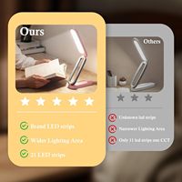 Lampe de bureau LED rechargeable pliable, lampe de table portable, 3 niveaux de luminosité, charge USB Type-C, intensité réglable, petite lampe de chevet en plastique