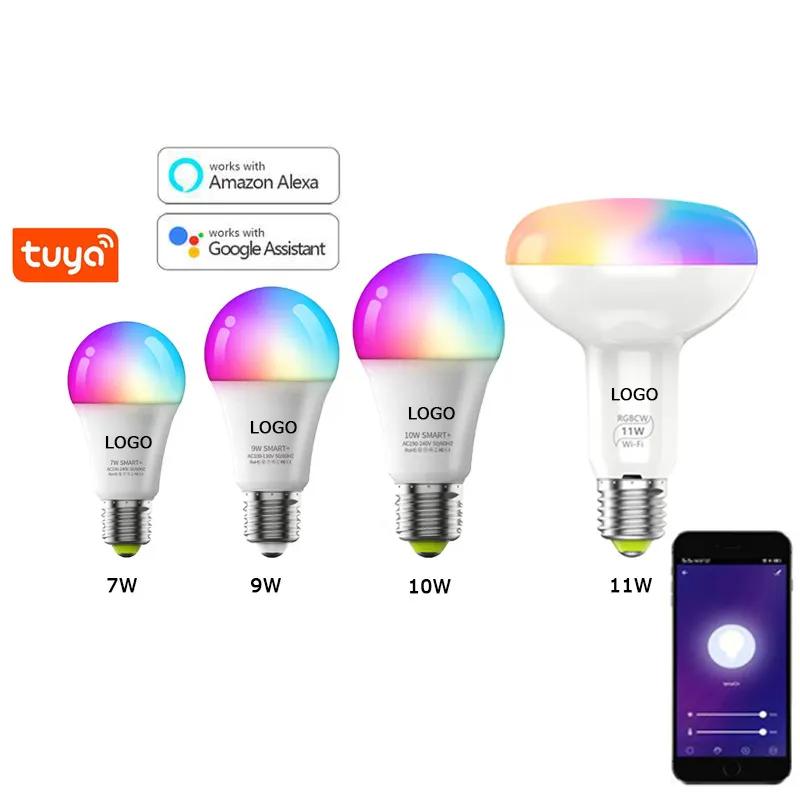 Ampoule intelligente led Wifi, e27, 110, 220V, lampe LED RGB couleur changeante, application à distance Compatible avec Alexa Google Home, 7, 9, 10W, e27e26
