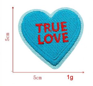 Stock 5cm Iron on Colorful Glitter Edge Embroidered Heart With Words Valentine Patch for <b>Hat</b> <b>Bag</b> Decoration - Product Image 2