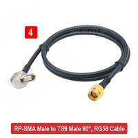 Kabel RG58 SMA Male ke TS9 Male sudut kanan Plug RG-58 50 Ohm RF koaksial Pigtail WIFI 3G Modem kabel ekstensi adaptor Jumper