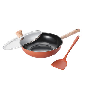 Juego de sartenes antiadherentes de cerámica Deshilang Hongyun de 6 piezas con tapa y cuchara - Product Image 1