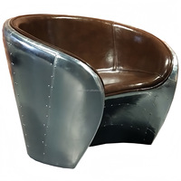 Rétro Lounge Spitfire Premium Back Vintage Aviator Chaise en cuir Salon industriel Ball Chair
