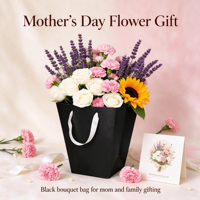 Sac en papier personnalisé écologique de style classique avec poignée et ruban pour fleurs fraîches coupées, artisanat et emballage de bougies