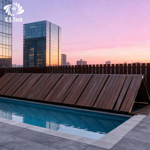 Cubierta Automática Plegable <span class=keywords><strong>para</strong></span> Piscina Water Crown, de Acero Inoxidable, Aluminio y Madera, Accesorio Ahorrador de Espacio <span class=keywords><strong>para</strong></span> Adultos, <span class=keywords><strong>Precio</strong></span> de Fábrica - Product Image 4