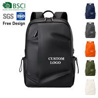 Sac à dos personnalisé résistant à l'eau avec poche cachée, sac à dos unisexe mat pour ordinateur portable avec poches latérales à cordon pour le bureau et les voyages