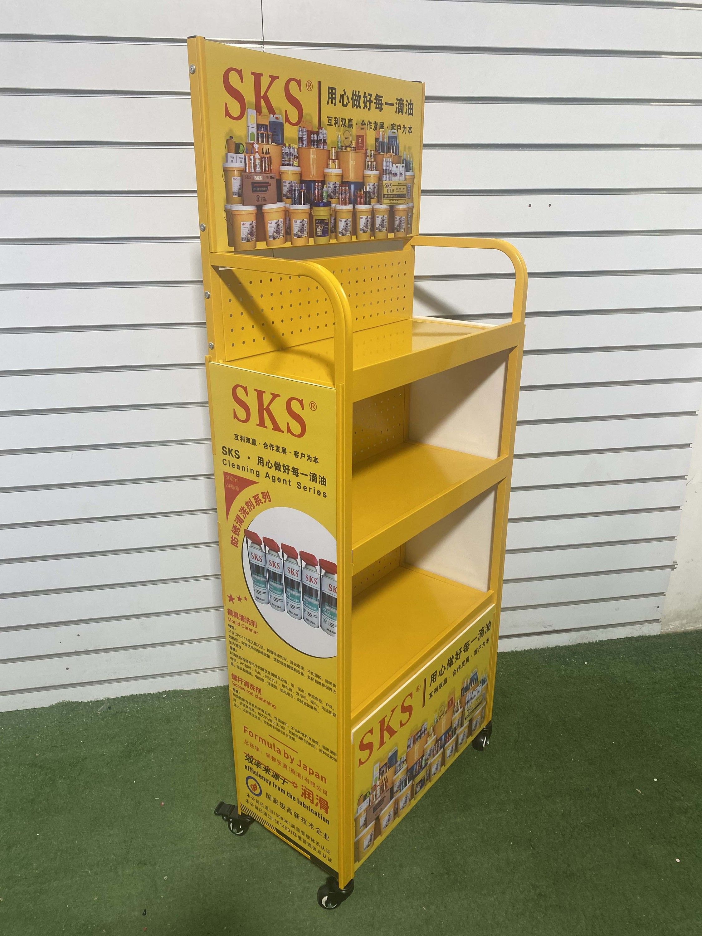 Apache Auto Maintenance Oil Display Stand 3 Tier Metal Display Racks for 4S Car Sale Shop — view 4