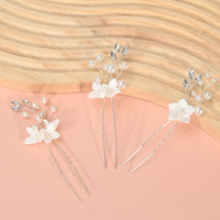 SLBRIDAL fait à la main strass cristaux perles porcelaine fleur mariée épingle à cheveux ensemble mariage cheveux autocollants femmes bijoux de cheveux