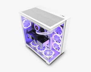 Boîtier <span class=keywords><strong>NZXT</strong></span> H9 Flow blanc et noir, double compartiment, format mid-tower, en métal, optimisé pour le flux d'air, avec ports USB frontaux, compatible Mini-ITX, ventilateur inclus. - Product Image 2