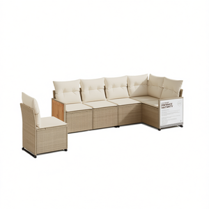 D0100XFN8D2 Juego de Sofás de Jardín de Ratán PE Beige, Patas Ajustables, Muebles de Exterior, Diseño Contemporáneo, Cojines de Espuma de Alta Densidad - Product Image 1