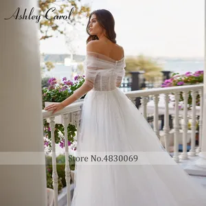 Ashley Carol A-line vestido De <span class=keywords><strong>novia</strong></span> Sexy sin tirantes brillante <span class=keywords><strong>novia</strong></span> desmontable con vestido De <span class=keywords><strong>Bolero</strong></span> Vestidos De <span class=keywords><strong>Novia</strong></span> - Product Image 4