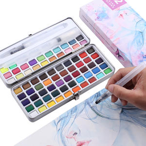 Ensemble de peinture à l'aquarelle solide avec 50, 90 ou 100 couleurs, boîte pliable pour pigments artistiques et pinceau, pour toile, papier, verre et dessin - Product Image 1