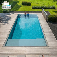Piscine Modulaire Enterrée de Grande Taille en Fibre de Verre pour Terrasse Extérieure, Modèle Premium Élégant, Idéale pour Résidence et Jardin