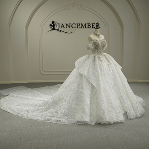 Vestido de Novia Moderno con Lentejuelas y Encaje Floral, Estilo Princesa, con Cola de Capilla, para Mujeres Embarazadas, Modelo GT26028 - Product Image 2
