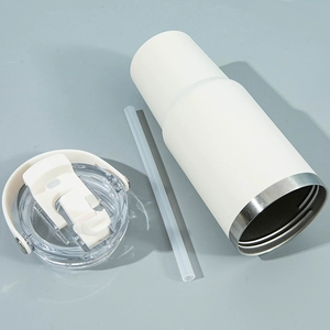 Vaso de lujo de acero inoxidable de doble pared de 30oz, mango de paja, taza de coche portátil para exteriores, aislado al vacío, diseño sin derrames - Product Image 3