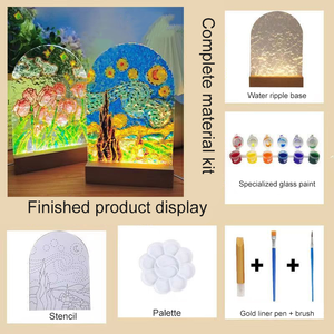 <span class=keywords><strong>Lampe</strong></span> de nuit créative en verre peinture à l'huile peinte à la main en acrylique ondulation pour les cadeaux de festival - Product Image 6