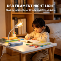Schreibtischlampe USB-Anschluss Direktladung Wolframdrahtlampe 360° °   Flexibles Schwanenhals-Leselicht für Arbeit, Home-Office, Wohnheim und Studium
