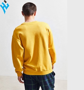 2025 vente chaude mode Style impression personnalisée Logo chute épaule ras du cou sweat hommes surdimensionné jaune sweat - Product Image 4