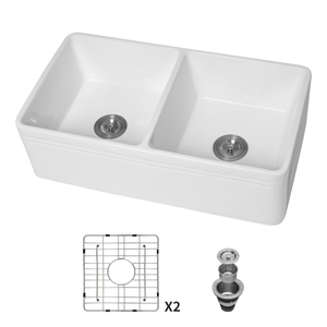Moderna argilla rereversibile in porcellana classico grembiule anteriore doppia ciotola lavello da <span class=keywords><strong>cucina</strong></span> ciotola singola 33x18 lavello bianco fattoria lavello - Product Image 5